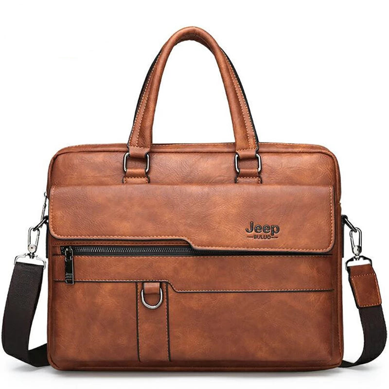 Mens Briefcase Bag High Quality Business Famous Brand Leather Shoulder Messenger Bags Office Handbag 13.3 inch Laptop