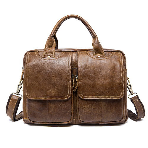 Men's Briefcase bag men's Genuine Leather bags male man 14inch business Laptop bag for men briefcases leather bags