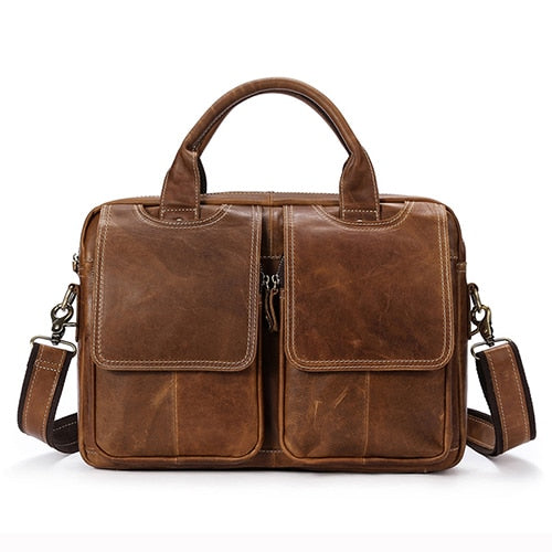 Men's Briefcase bag men's Genuine Leather bags male man 14inch business Laptop bag for men briefcases leather bags