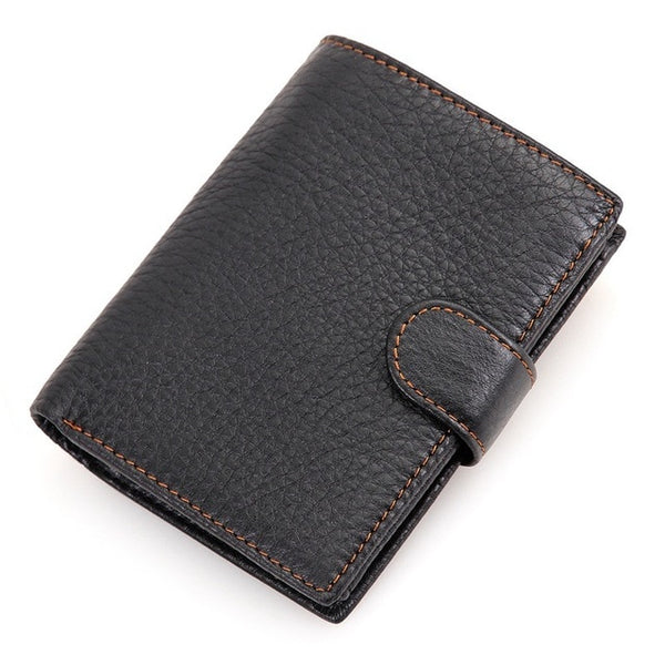 Men's Short Wallet Genuine Leather Clutch Wallets Purses First Layer Real Leather Multi-Card Bit Retro Card Holder