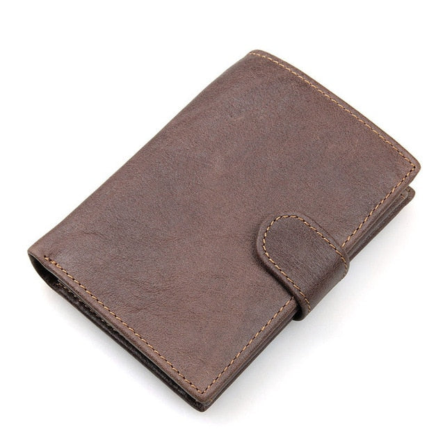 Men's Short Wallet Genuine Leather Clutch Wallets Purses First Layer Real Leather Multi-Card Bit Retro Card Holder