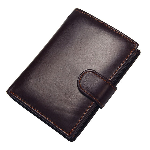 Men's Short Wallet Genuine Leather Clutch Wallets Purses First Layer Real Leather Multi-Card Bit Retro Card Holder