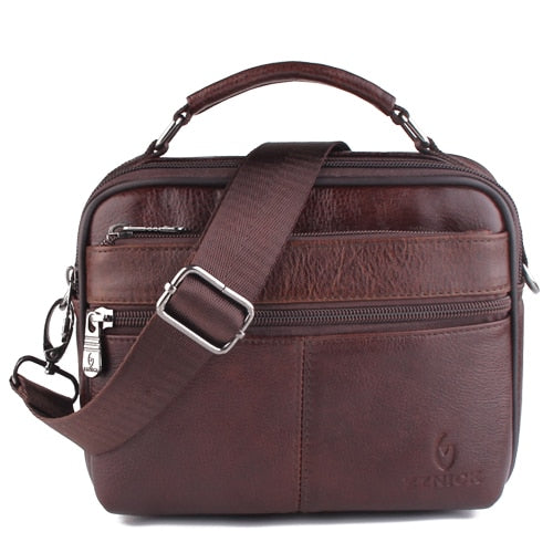 Mens Genuine Cowhide Leather Shoulder Bag Travel Crossbody Bag