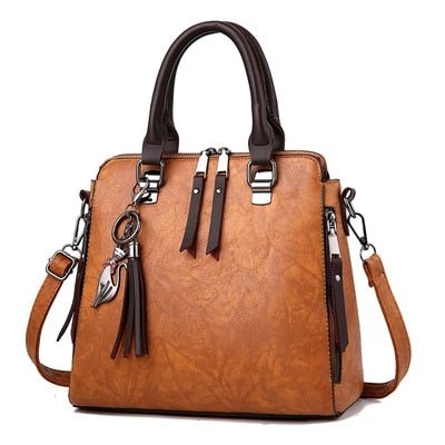 Ladies Leather Messenger Bag TotesTassel